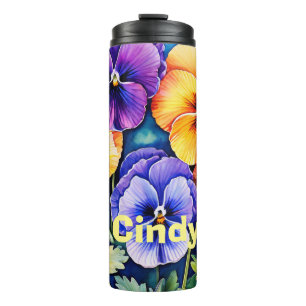 Colorful Pansies Thermal Tumbler