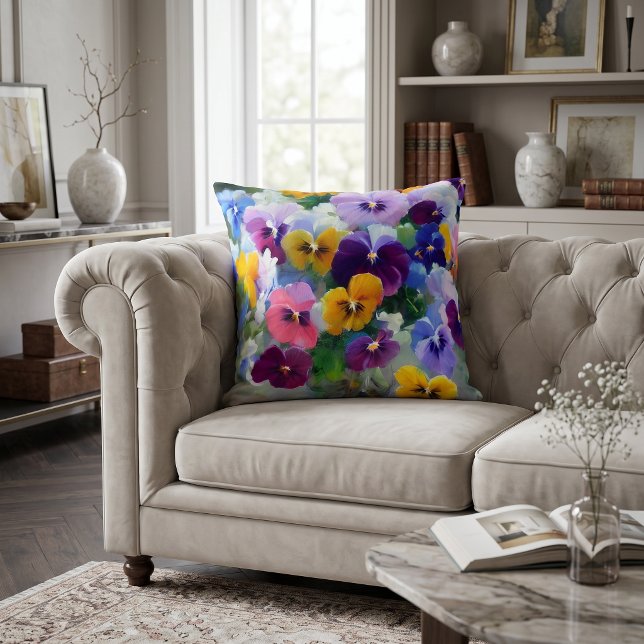 Colorful Pansies  Throw Pillow (Creator Uploaded)