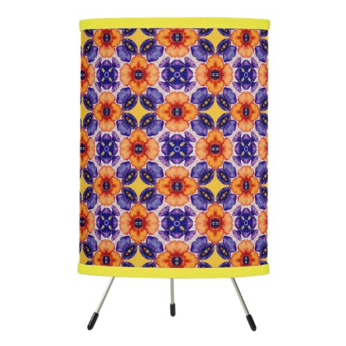 Colorful pansy flowers pattern tripod lamp