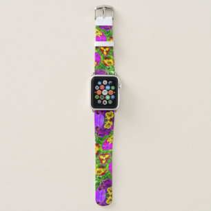 Colorful Pansy Pattern Apple Watch Band