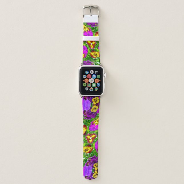 Colorful Pansy Pattern Apple Watch Band (Front)