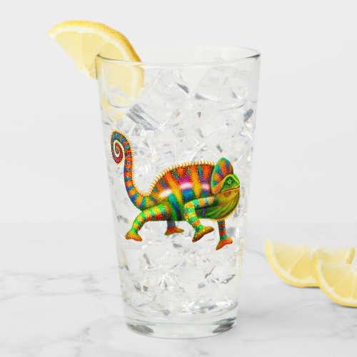 Colorful Panther Chameleon Lizard Glass Tumbler