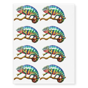 Colorful Panther Chameleon Lizard Temporary Tattoo