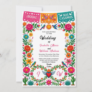 Colorful Papel Picado Mexican Fiesta Wedding Invitation