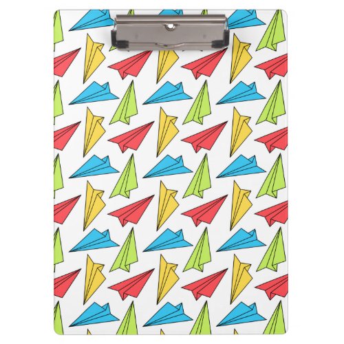 Colorful Paper Airplanes Pattern Clipboard