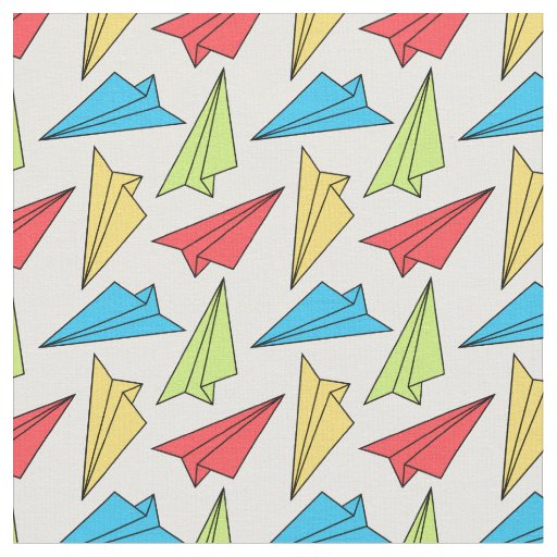 Colorful Paper Airplanes Pattern Fabric