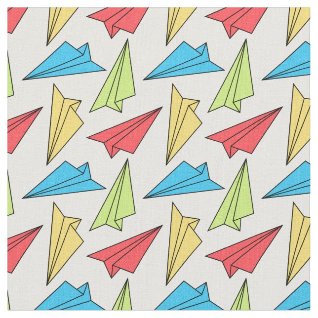 Colorful Paper Airplanes Pattern Fabric (Close Up)