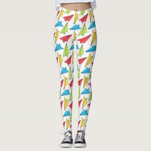 Colorful Paper Airplanes Pattern Leggings