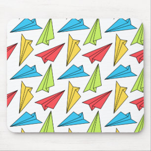Colorful Paper Airplanes Pattern Mouse Pad