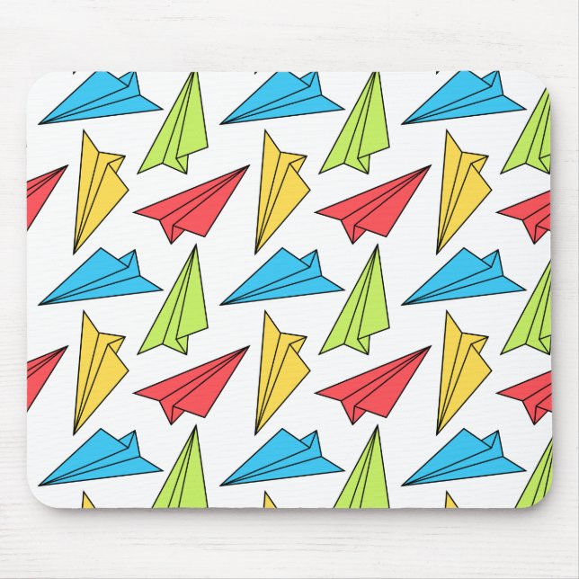 Colorful Paper Airplanes Pattern Mouse Pad (Front)