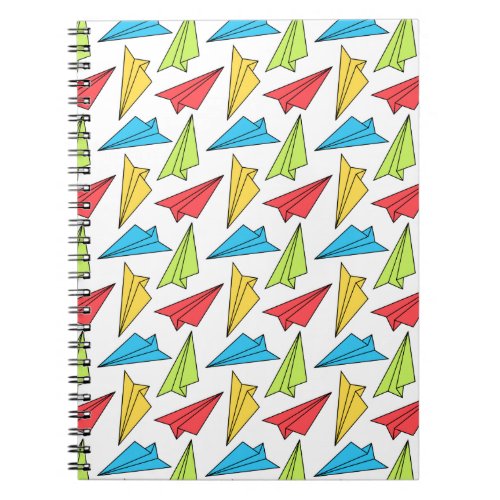 Colorful Paper Airplanes Pattern Notebook