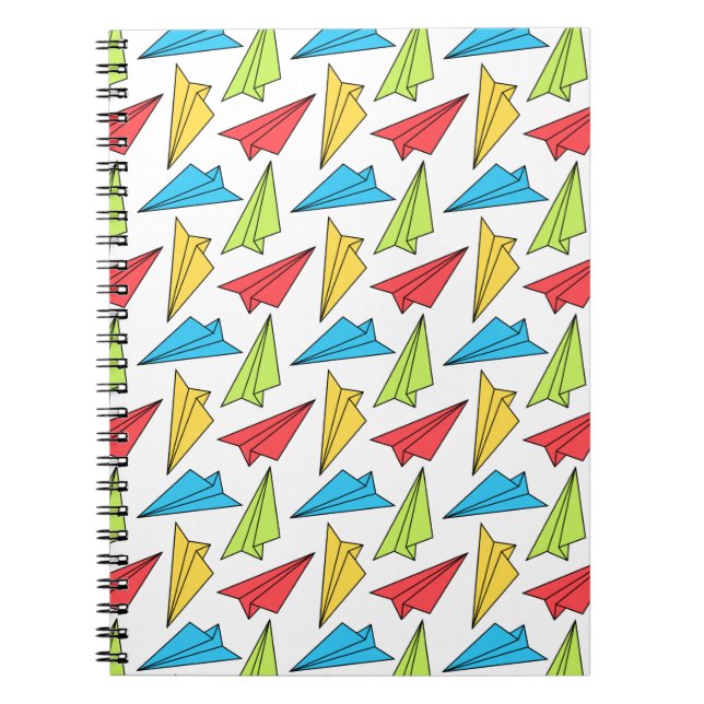 Colorful Paper Airplanes Pattern Notebook (Front)