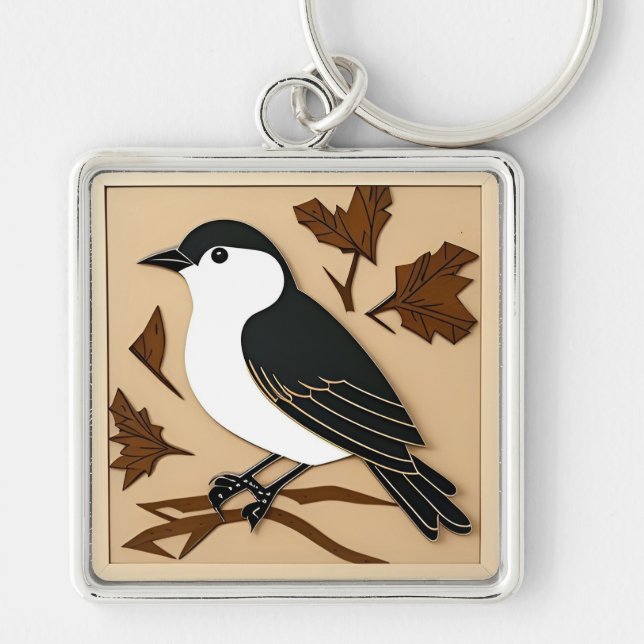 Colorful Paper Art of Bird Keychain (Front)