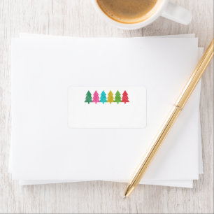 Colorful Paper Christmas Trees Blank Address Label
