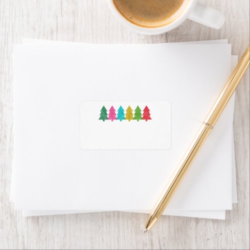 Colorful Paper Christmas Trees Blank Address Label