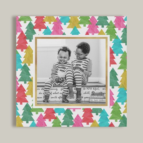 Colorful Paper Christmas Trees Photo  Faux Canvas
