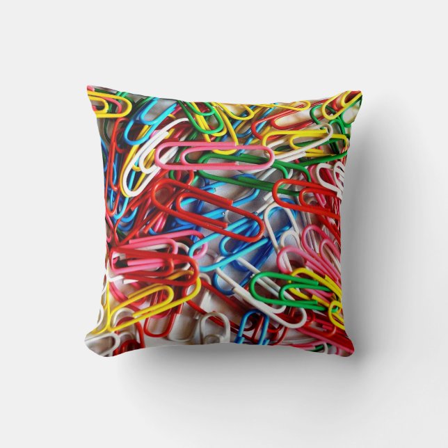 Colorful Paper Clips Office Supplies Gifts Throw Pillow (Front)