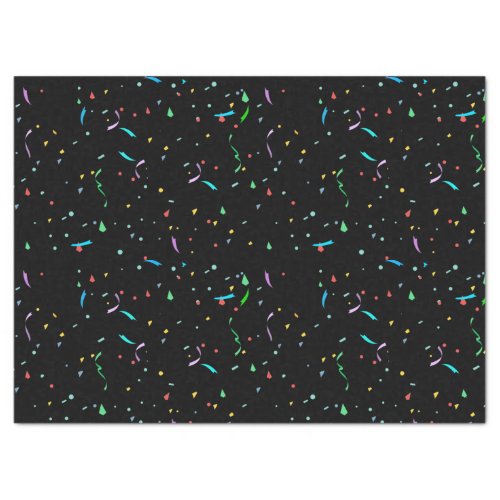 Colorful Paper Confetti on Black  Tissue Paper