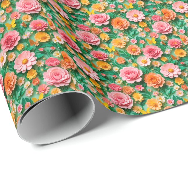 Colorful Paper Flowers and Butterflies (Roll Corner)