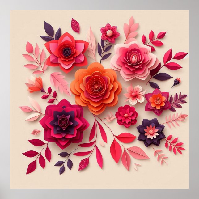 Colorful Paper Flowers Poster (Front)