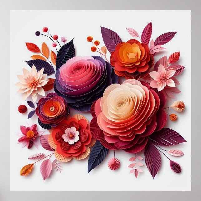 Colorful Paper Flowers Poster (Front)
