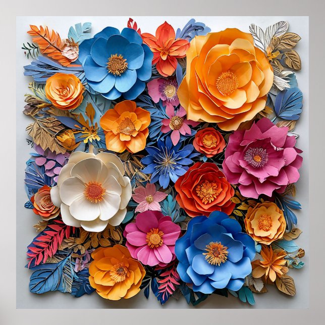 Colorful Paper Flowers Poster (Front)