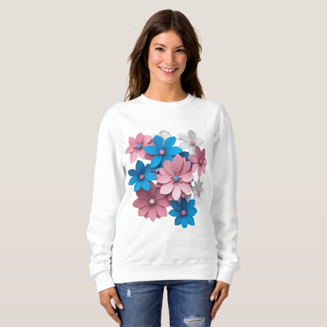 colorful paper flowers sweatshirt (Front Full)
