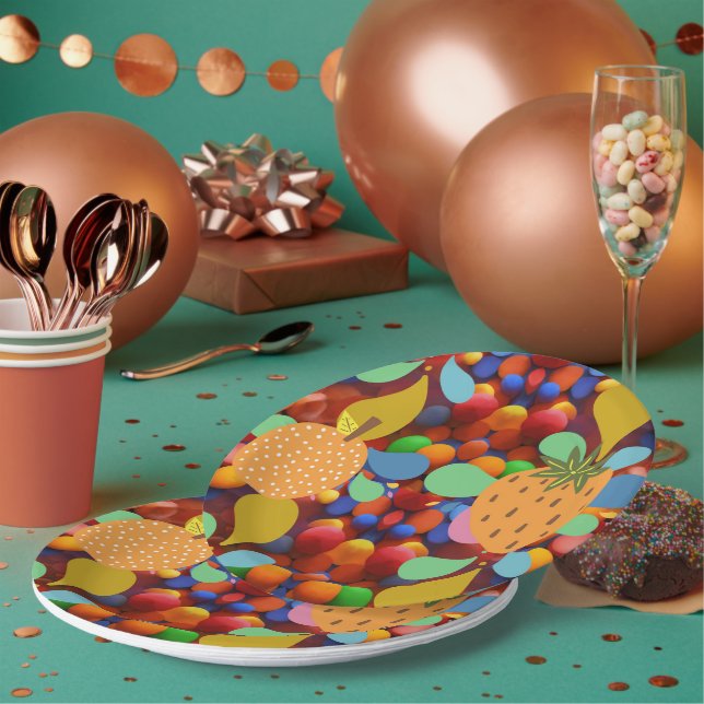 colorful  paper plates (Multi)