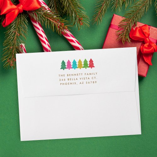 Colorful Paper Trees Pre_Addressed Christmas  Envelope