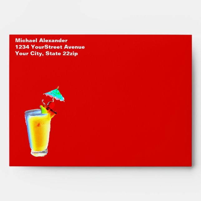Colorful Paper Umbrella Cocktails Envelope (Front)