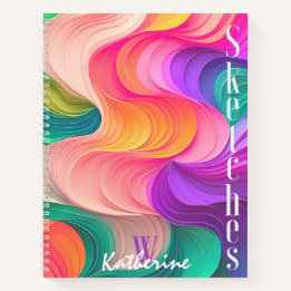 Colorful Paper Waves Abstract Pattern Sketchbook Notebook