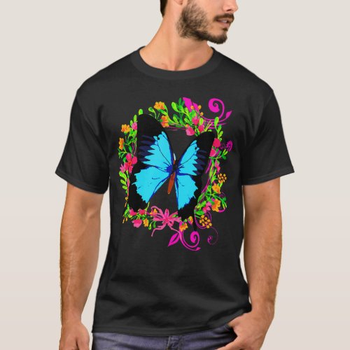 Colorful Papillon Cute Butterfly Girlie Flower Pat T_Shirt