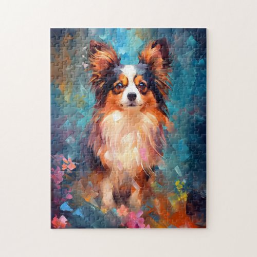 Colorful Papillon dog Jigsaw Puzzle