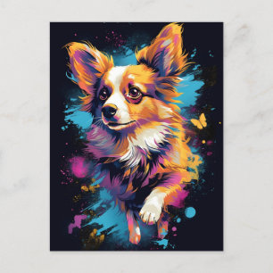 Colorful Papillon dog Postcard