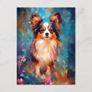 Colorful Papillon dog Postcard