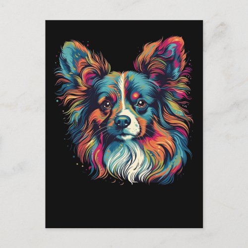 Colorful Papillon dog Postcard
