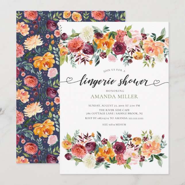 Colorful Paprika Bridal Lingerie Shower Invitation (Front/Back)