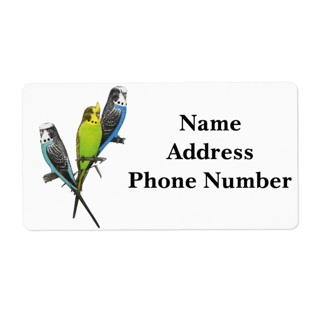 Colorful Parakeets Image Label (Front)