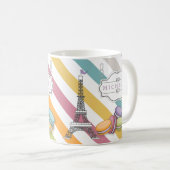 Colorful Paris Macarons Eiffel Tower Monogram Coffee Mug (Front Right)