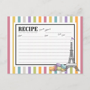 Colorful Paris Macarons Eiffel Tower Recipe Card