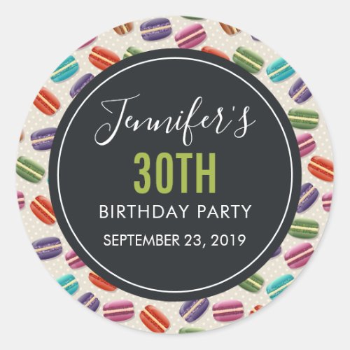 Colorful Parisian Macarons Pattern Birthday Classic Round Sticker