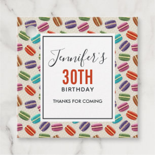 Colorful Parisian Macarons Pattern Birthday Favor Tags