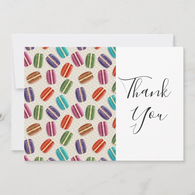Colorful Parisian Macarons Pattern Birthday Thank You Card (Front)