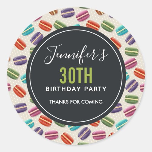 Colorful Parisian Macarons Pattern Birthday Thanks Classic Round Sticker