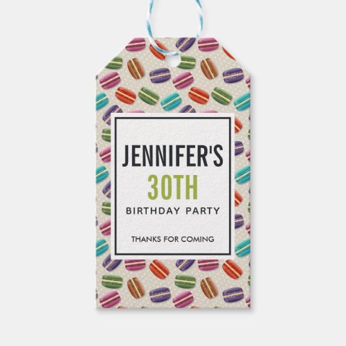 Colorful Parisian Macarons Pattern Birthday Thanks Gift Tags