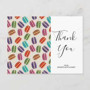 Colorful Parisian Macarons Pattern Birthday Thanks Postcard