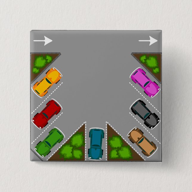 Colorful Parking Lot Overhead View Car Enthusiast Button (Front)
