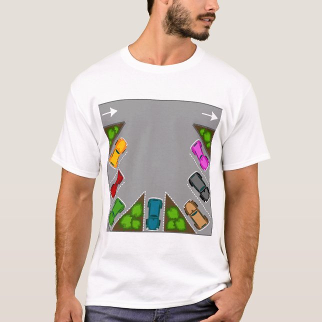 Colorful Parking Lot Overhead View Car Enthusiast T-Shirt (Front)