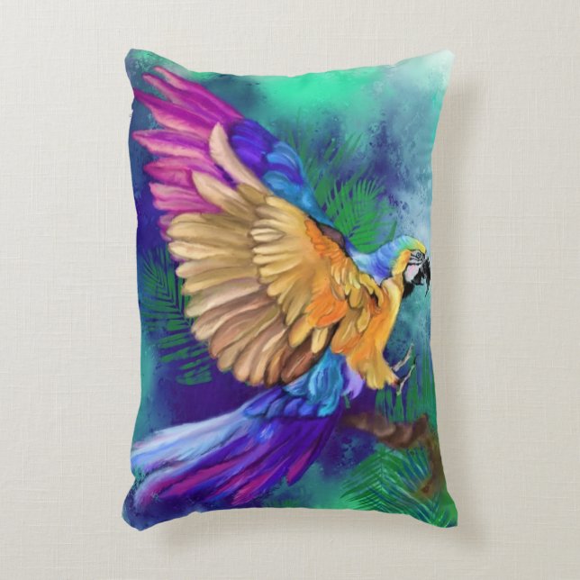 Colorful Parrot Accent Pillow (Front(Vertical))