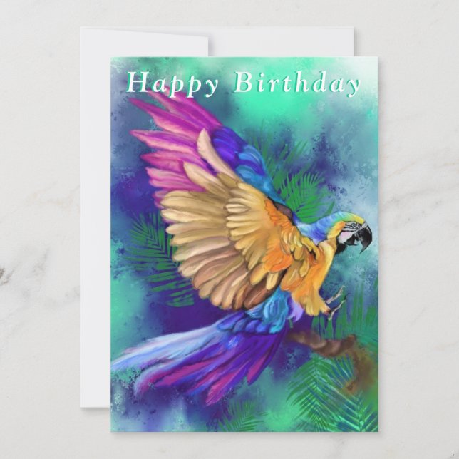 Colorful Parrot Birthday Card (Front)